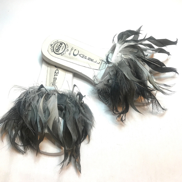 New Jeffrey Campbell rooster feather slides/sandal - Picture 1 of 5